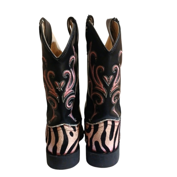 Old West Pink And Black Zebra Glitter Cowboy Boots Cowgirl Boots size 12 - Picture 6 of 11
